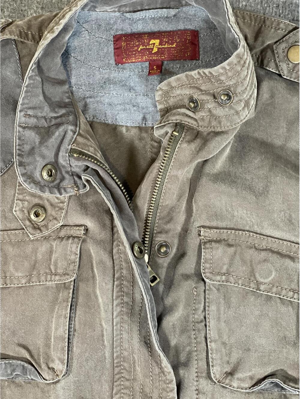 7 for All Mankind Utility Women's Jacket Button and Zip Closure Mock Neck Small - Picture 5 of 11